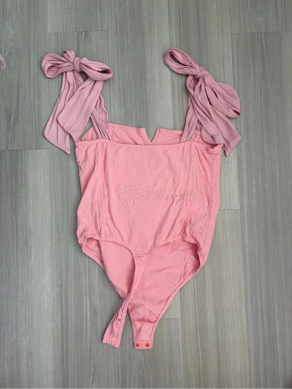 Free People Dusty Pink Tie-Shoulder One-Piece Bodysuit